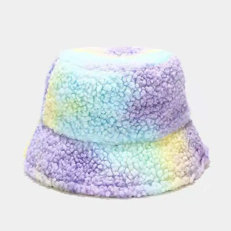 New Autumn and Winter Caps add thick lamb hair Tie-Dye Fisherman Hat for Women street personality Bucket Hats fisherman hat Bucket Hats