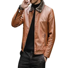 Новая модная мужская кожаная куртка, Молодежная мужская мотоциклетная куртка из искусственной кожи, бархатная Толстая теплая повседневная мужская куртка с искусственным мехом