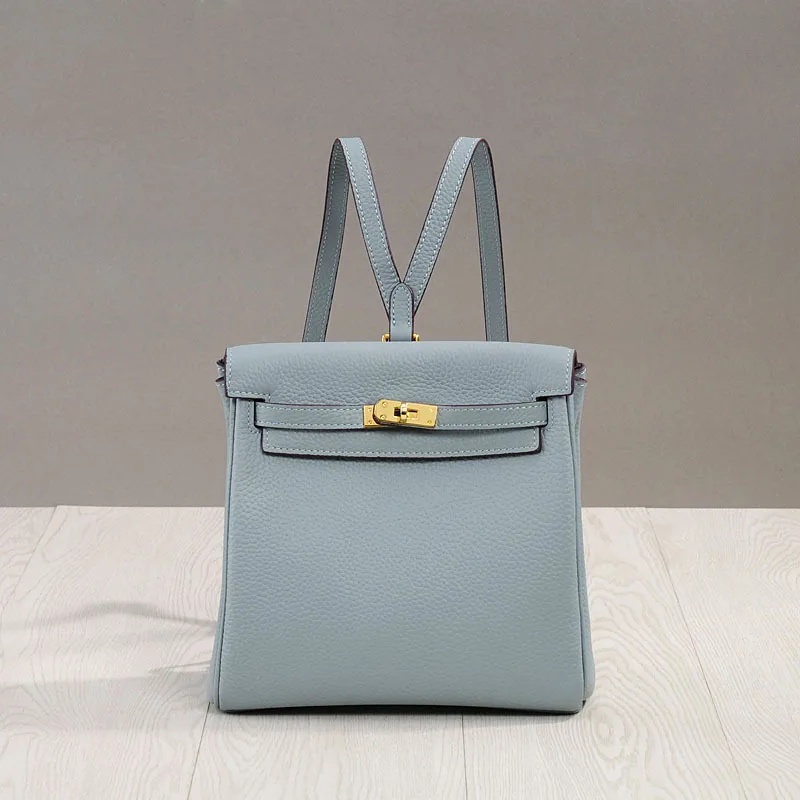 Женский роскошный рюкзак от известного бренда, женский рюкзак для подростков, школьный рюкзак Mochila Feminina, дизайнерские рюкзаки из натуральной кожи - Цвет: light blue