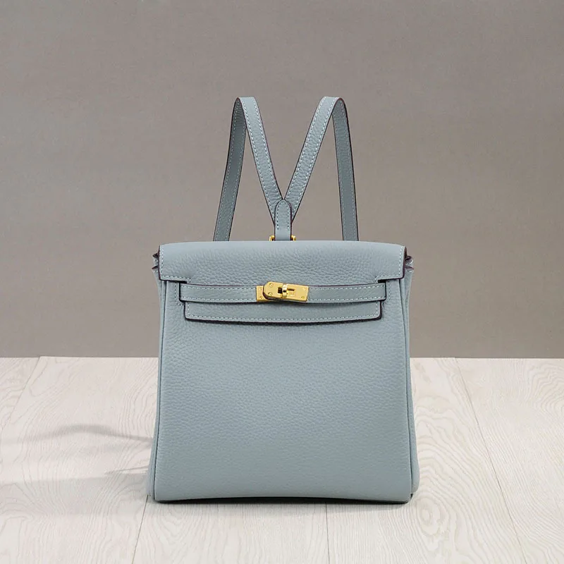 light blue Женский роскошный рюкзак от известного бренда, женский рюкзак для подростков, школьный рюкзак Mochila Feminina, дизайнерские рюкзаки из натуральной кожи - Цвет: light blue