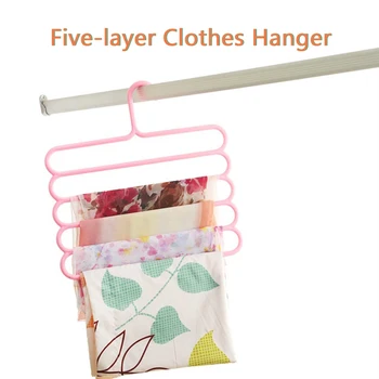 

5 Layers Non-slip MultiFunctional Clothes Hangers Pants Storage Hangers Cloth Rack Multilayer Storage Scarf Tie Rack Hanger 1PC