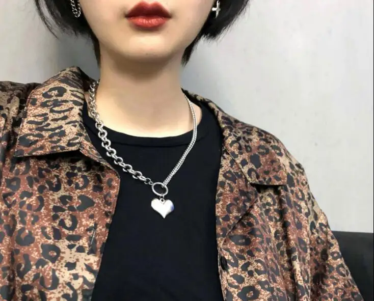 Ожерелье egirl в стиле Харадзюку толстая цепочка с надписью love heart модные