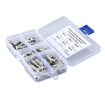 

60pcs 304 Stainless Steel M6 Pan Head Hex Combination Set Hexagon Socket Button Head Cap Screw Combination Set