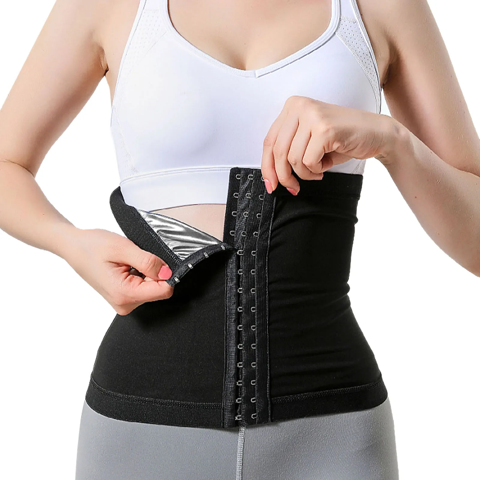 For Women Weight Loss Hopgo Corset Waist Trimmer Belt Sweat Girdle