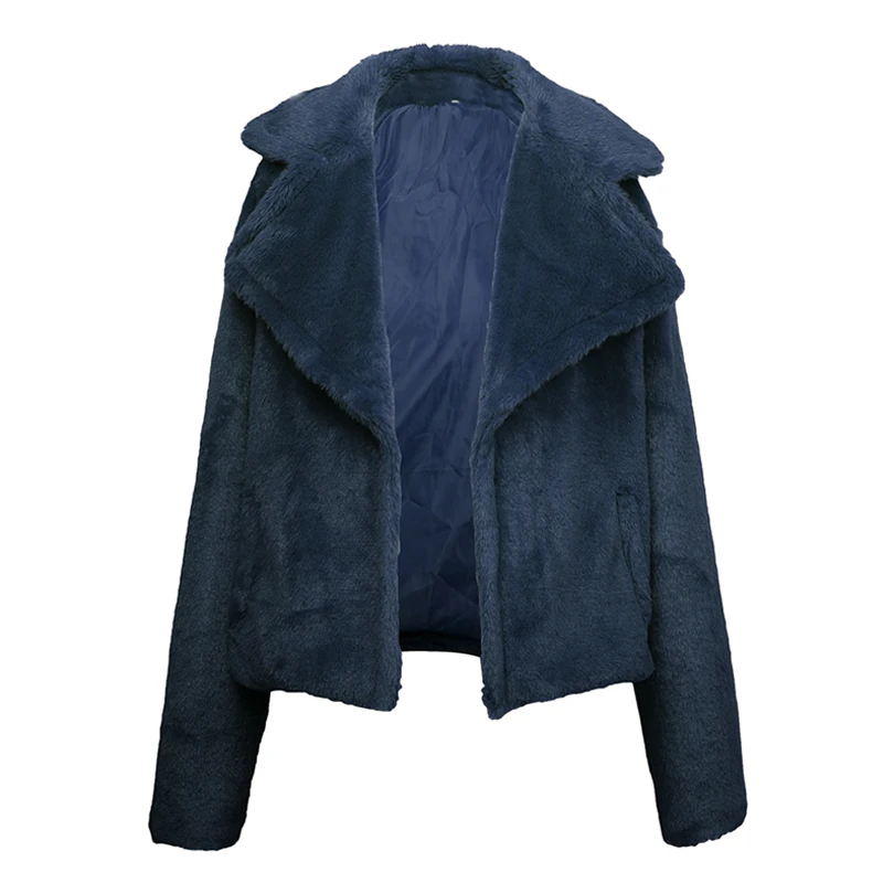 Conmoto осень зима женские пальто из искусственного меха женские модные короткие куртки и пальто женские большие размеры пальто из искусственного меха Верхняя одежда - Цвет: Тёмно-синий