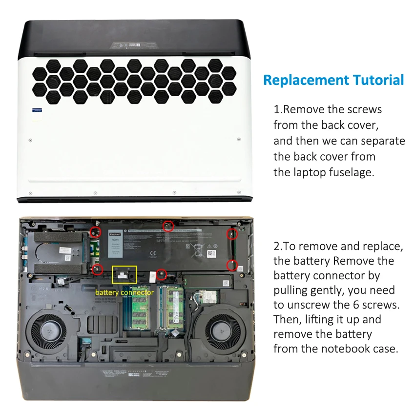 Bateria para Dell Alienware Area51m r1 r2 Alwa51m1766pb D1748dw D1746b D1766b D1741db D1969p38e 0kjyfy 07pwx Kingsener-dt9xg - Imagem 4