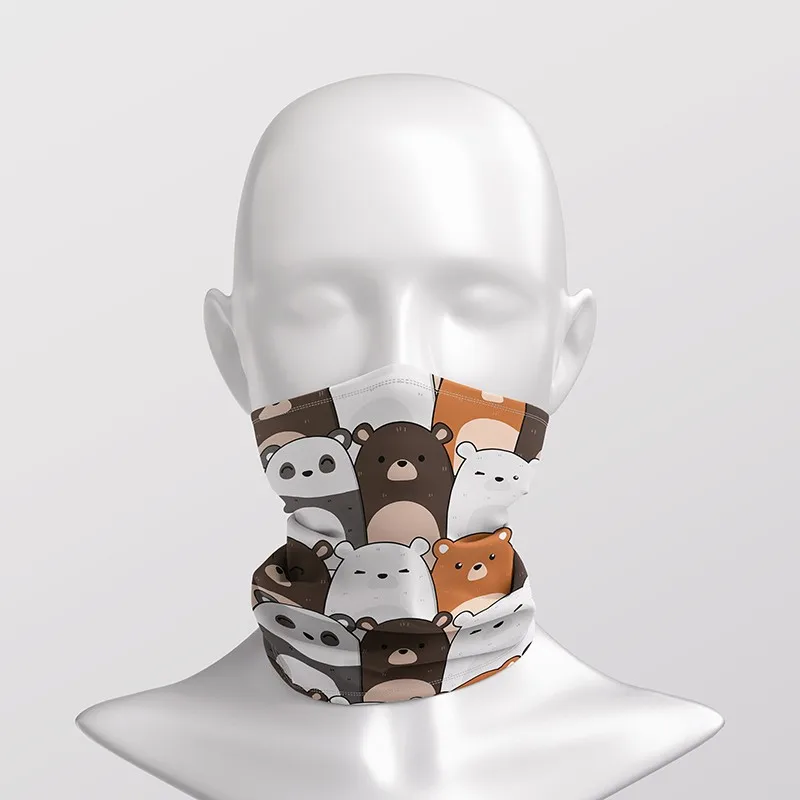 Cartoon Style Bandana Scarf 3D Print Magic Bandana Outdoor Riding Mouth Nose Protection Scarves Unisex Hiking Sport Scarf