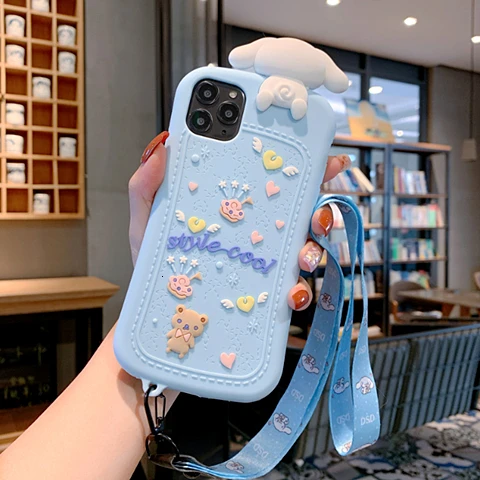 Long rope Милый 3D кукла мультфильм MyMelody ремешок чехол для телефона для iphone 11Pro Max чехол XR XS MAX 7 8 6 plus милые животные Мягкий силиконовый чехол - Цвет: Long rope