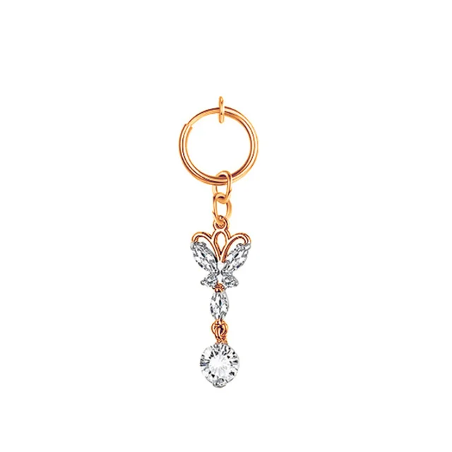 Heart Fake Belly Button Ring Fake Belly Piercing Butterfly Clip On Umbilical Navel Fake Pircing Butterfly Cartilage Earring Clip Butterfly-Rosegold