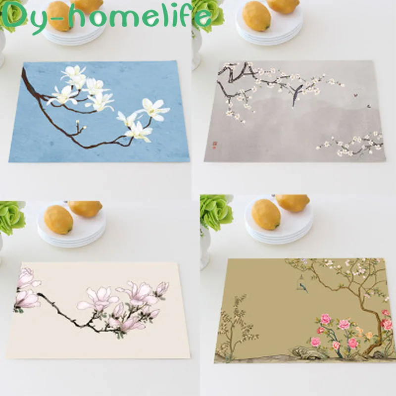 30X40CM креативный китайский стиль Магнолия хлопковое белье с птичкой