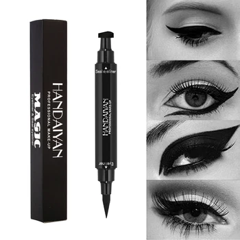 

Double-head Liquid Black Eyeliner Pencil With Stamp Waterproof Natural Eye Liner Makeup Comestics Tools Easy To Wear TSLM1