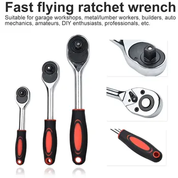 

1PC 1/4" 3/8" 1/2" Chrome Steel High Torque Ratchet Wrench for Socket 24 Teeth Quick Release Wide Used Professional Hand Tools