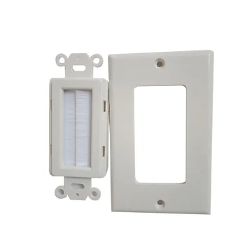

ABS Panel Cable Pass Through White Single Gang Easy Install Outlet Mount Home Insert Cover Anti Dust Brush Plate Wall Socket