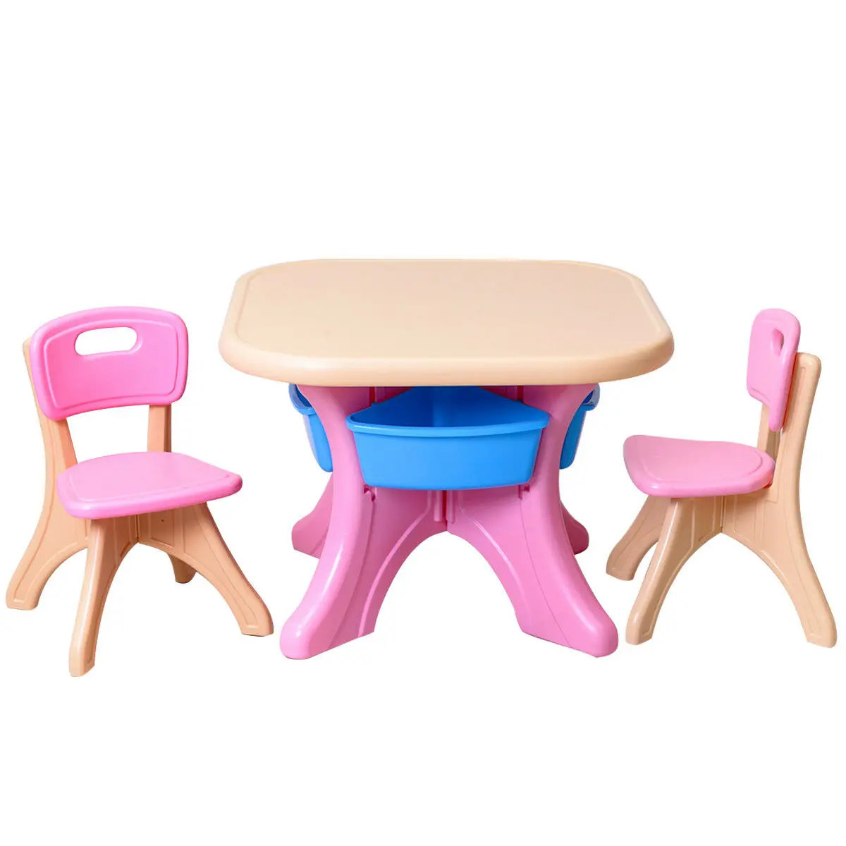 Plastic Children Kids Table Chair Set 3 Piece Play Furniture