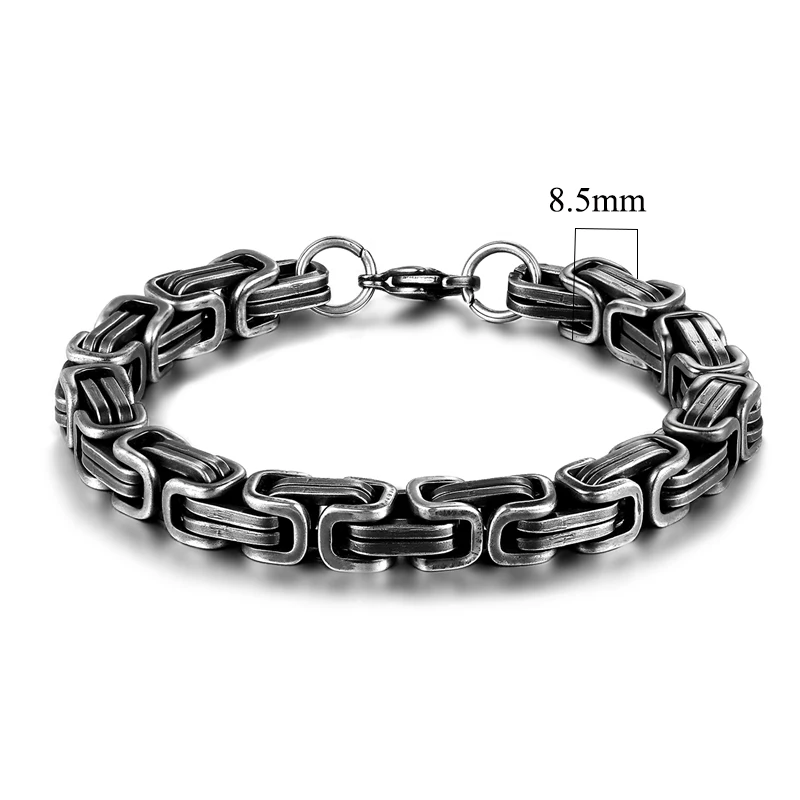 MKENDN Mens vintage 5-10mm Stainless Steel Byzantine Curb