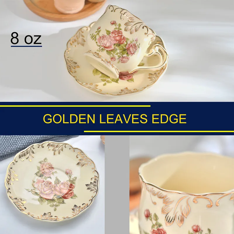Фарфоровые чайные чашки YOLIFE цвета слоновой кости с подносом в подарок|porcelain cup