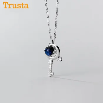 

Trustdavis Genuine 925 Sterling Silver Sweet Cute Key CZ Pendant Choker Necklace For Women Silver 925 Necklaces Jewelry DA1051