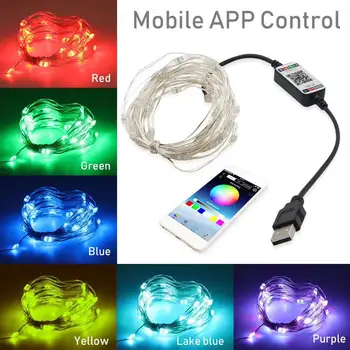 

10/15/20 Metres Christmas LED String Lights Bluetooth App Controlled USB Fairy Light Home Decoration Accessories