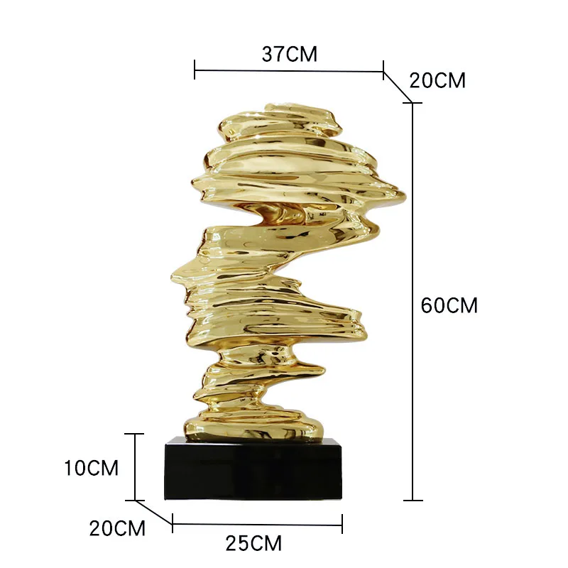 Большой размер 60 см статуя Торнадо высокого персонажа Мраморное покрытие золото серебро смола скульптура современное искусство украшение дома аксессуары