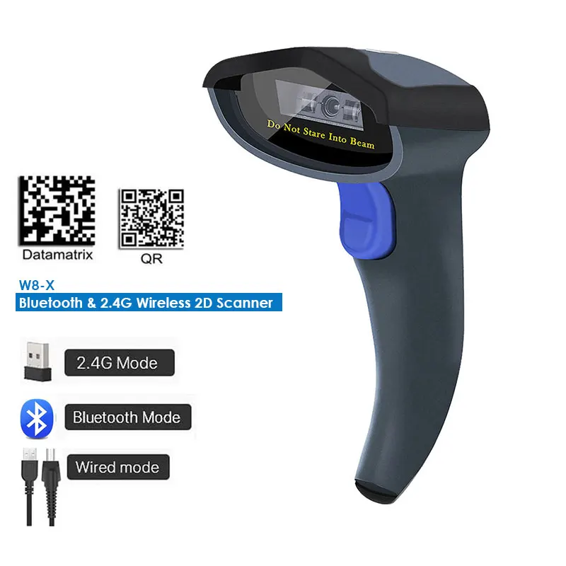 NETUM W9 Wired 2D Barcode Reader AND W8-X Bluetooth Wireless 2D/QR Barcode Scanner Scan PDF417 Data Matrix