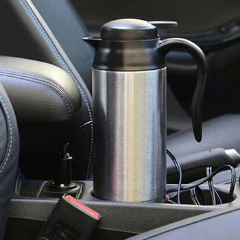 

750ml Stainless Steel Electric In-Car Kettle Heated Water Bottle Auto Travel 12V For Coffee/ Tea Always Warm