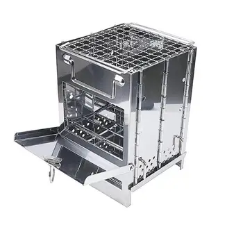 

Stainless Steel Foldable Outdoor Camping firewood Stove for Home Picnic BBQ Roaster Charcoal Barbecue Home Oven Set Picnic