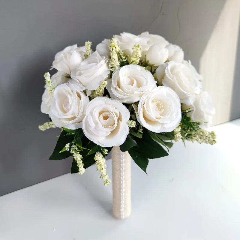 White Silk Wedding Bouquet Set 3