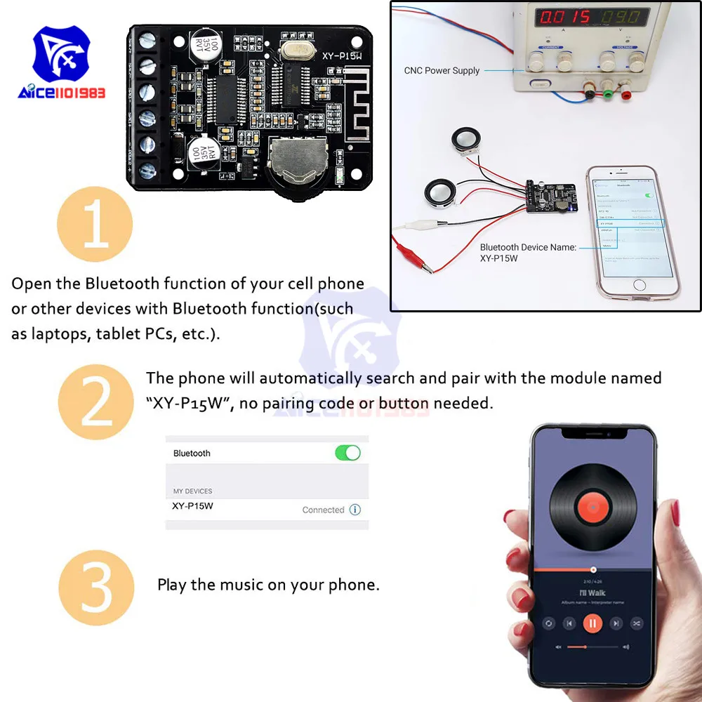 Diymore аудио усилитель доска с Bluetooth 5 0 10 Вт 15 20 хит продаж 2 двухканальный