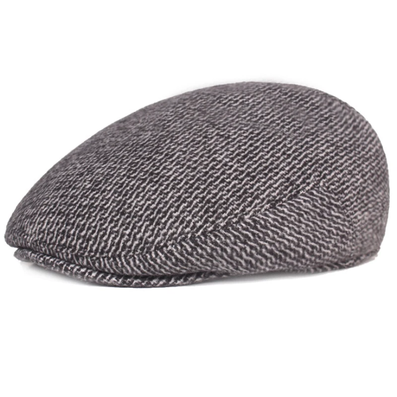 HT3511 Berets Men Autumn Winter Hat Caps for Men Warm Male Earflap Cap Retro Flat Cap Elder Man Dad Hat with Ear Flap Beret Cap