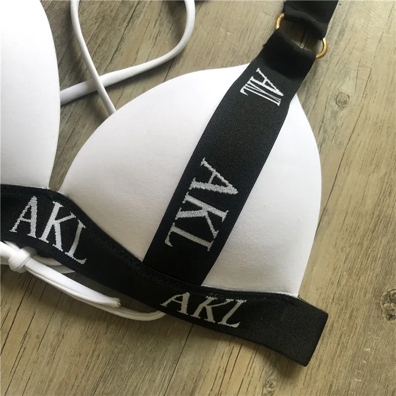 Sexy letter print swimsuit female Hardpack Push up bikini bandage swimwear women bathers Strap bathing suit Swimming suit