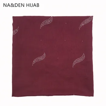 

1PC Fashion Muslim headscarf New bandana Islamic hijab Women popular muffler Solid scarf Hot rhinestone shawls Square pashmina