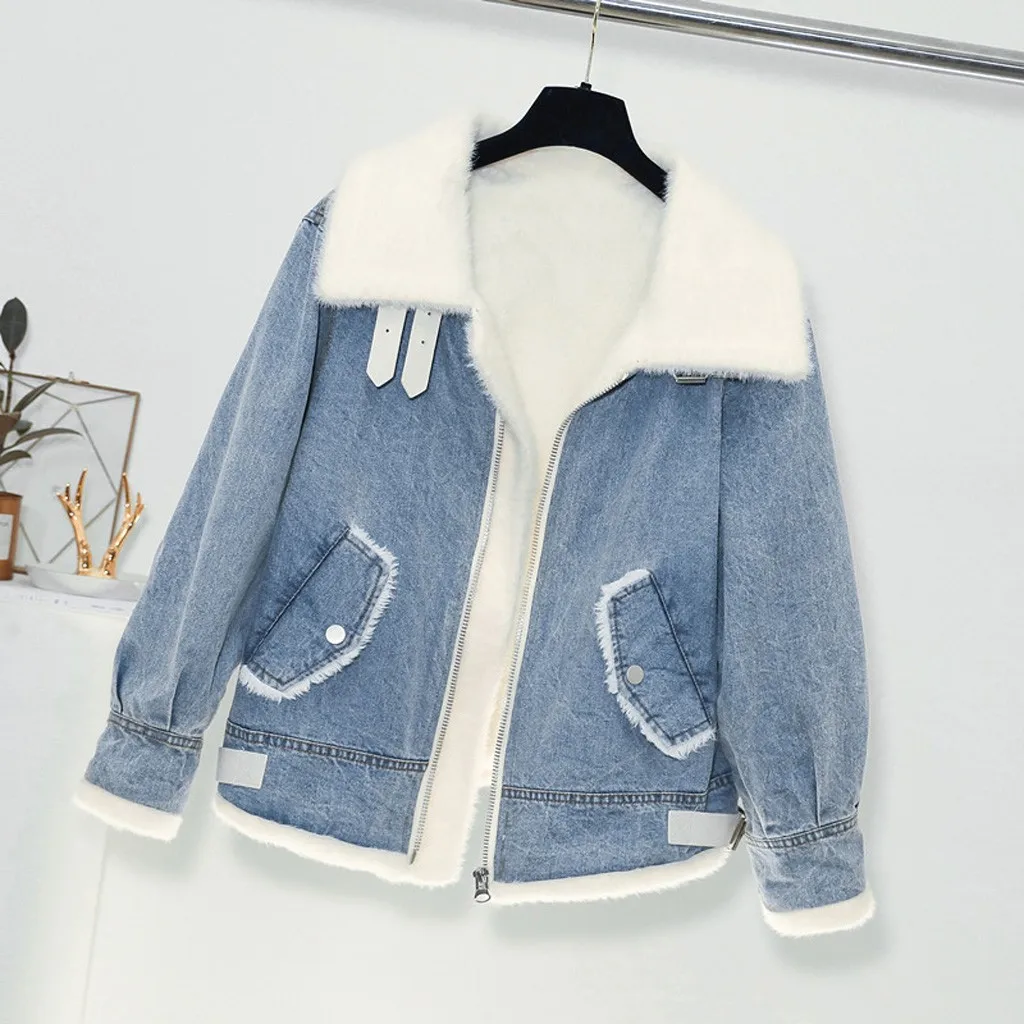 Outerwear Coats Fashion Women Winter Autume Cotton Thick Denim Jacket Windbreaker Coat Outwear Female Warm Jacket Tops M840