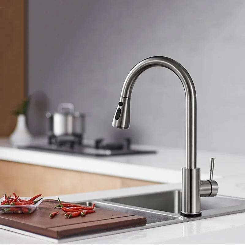 Touch Faucet Senducs Brushed Sensor Kitchen Faucet Quality Stainless Steel Smart Touch Sensitive Kitchen Mixer Tap Automatic Tap - Цвет: 1270-B-brushed