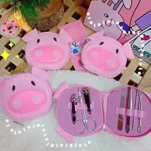 7 шт. Новые многофункциональные кусачки для ногтей набор из нержавеющей стали мультяшная свинья маникюр педикюр ножницы пинцет кусачки для ногтей набор инструментов