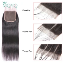 MQYQ закрытие шнурка бразильские человеческие волосы закрытие свободный/средний/три части закрытие не-Реми с детскими волосами с закрытием