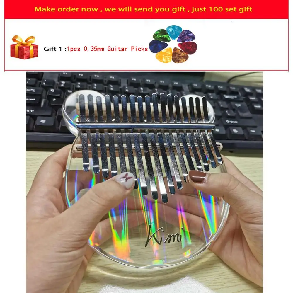 

Kimi Kalimba 17 Keys Thumb Piano Transparent Musical Keyboard instrument Kalimba Acrylic with Tuning Hammer hight quanlity