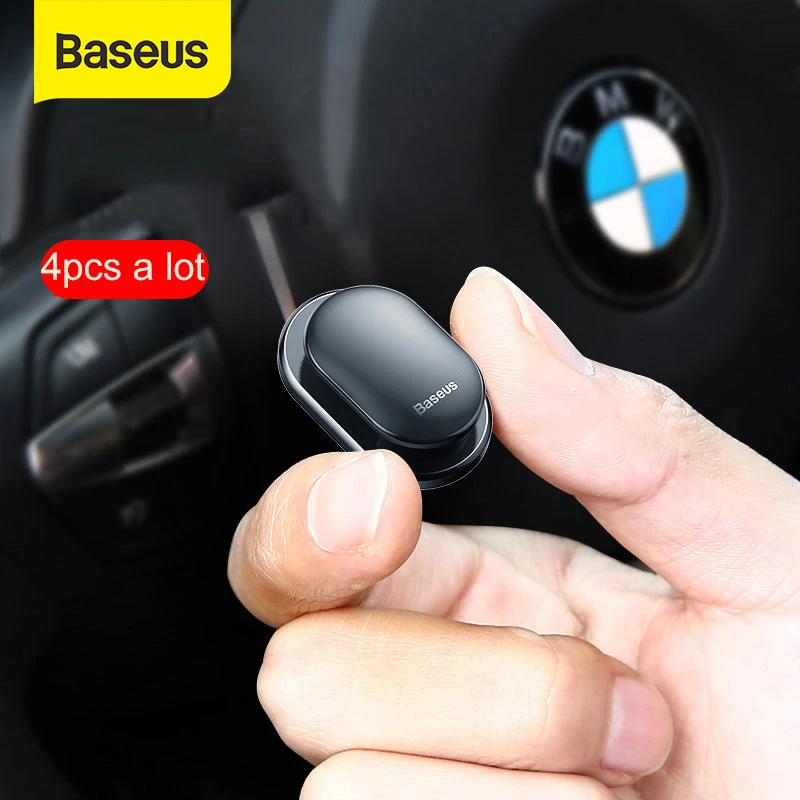 Baseus 4 個車のフックオーガナイザー収納 Usb ケーブルヘッドホンキー収納自己粘着ウォールフックハンガー自動ファスナークリップ Auto Fastener Clip Aliexpress