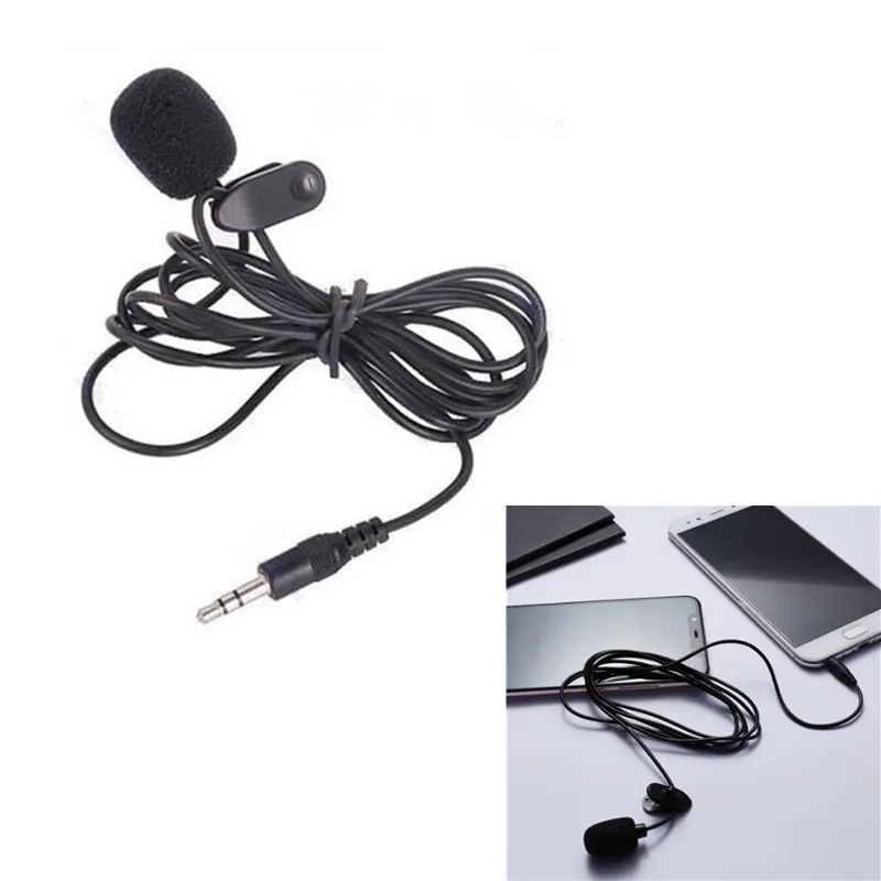 

Black 3.5mm Mini Studio Speech Mic Microphone Clip On Lapel for PC Notebook 1.5M