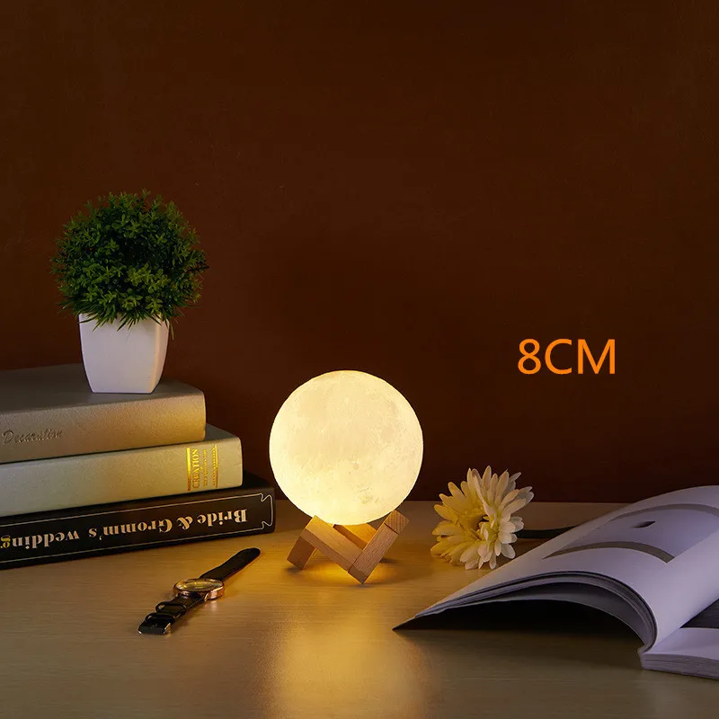 Настольная лампа с 3D принтом Moon Touch с регулируемой яркостью 16 цветов, удаленная настольная лампа, светодиодный ночник для дня рождения, рождественский подарок, l ночник - Цвет корпуса: 8cm
