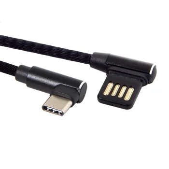 

USB-C 3.1 Type-C to Left Right Angled 90 Degree USB 2.0 Data Cable with Sleeve for Tablet & Phone 15cm
