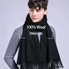 Man's Winter Wool Scarf Cashmere Luxury 2022 Thicken Solid Warm Shawls and Wraps for Men Pashmina Muffler 100% Pure Wool Scarves ► Photo 2/6