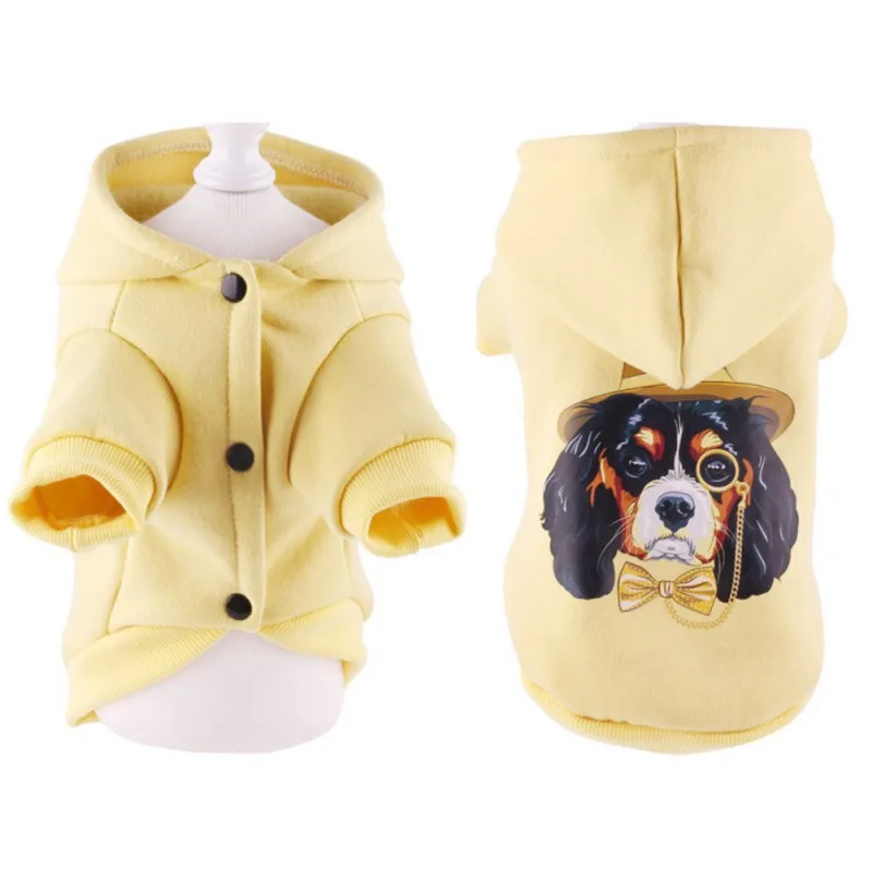 Одежда для собак из полиэстера с капюшоном на 2 ножках; Одежда для собак; теплая куртка с длинными рукавами и принтом с героями мультфильмов; Одежда для собак на холодную погоду