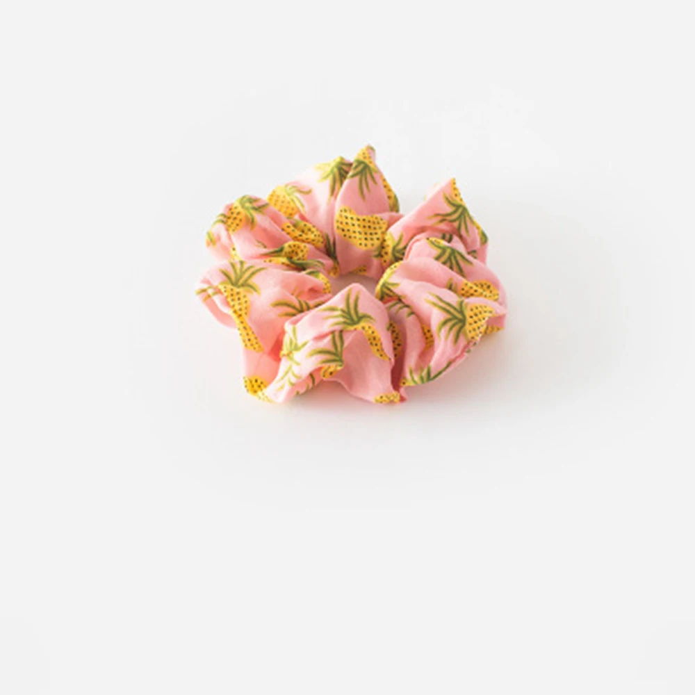 Korean Women Pineapple Print Hair Rope Striped Lady Scrunchies Ponytail Hair Female Holder Rope Pineapple Print Hair Accessories - Цвет: pink