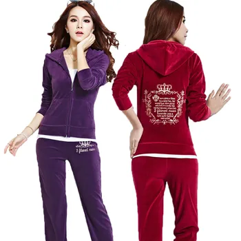 

2019 winter velvet sports suit Korean gold velvet casual two-piece winter running suit