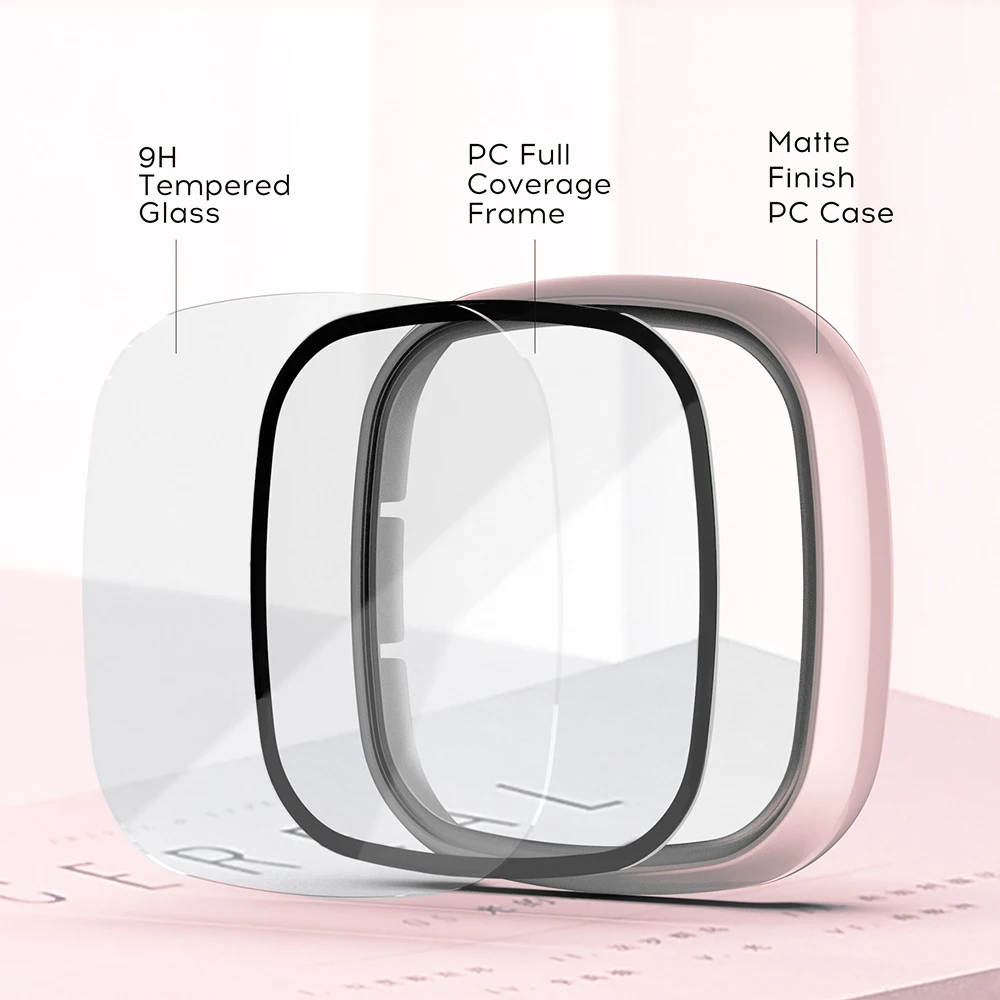 Glass+Case Full Cover For Fitbit Versa 3 Sense Watch Case Screen Protector Fitbit Smart Watch Shell