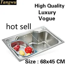 Домашняя Роскошная мойка для овощей, большая емкость, маленькая кухонная раковина с одним лотком, 304 нержавеющая сталь, vogue 680x450 мм