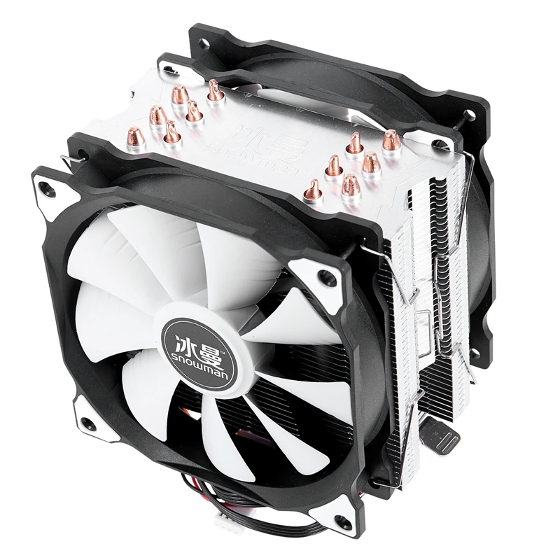 Снеговик 4PIN cpu cooler 6 heatpipe двойные вентиляторы охлаждения 12 см вентилятор LGA775 1151 115x1366 Поддержка Intel AMD