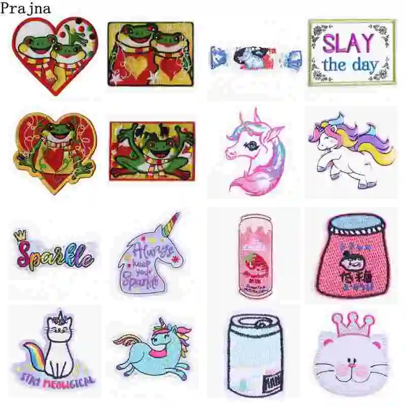 

Prajna Cute Letter Patches Cartoon Stripe Iron on Embroidered Patches for Clothes Applique on Clothes Jacket Clothes Accessories