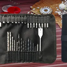 Bosun 31 Pieces Electric Drill Supporting Drill Bit Combined Tool Canvas Bag Twist Drill Tile Drill High Speed Steel Set Work