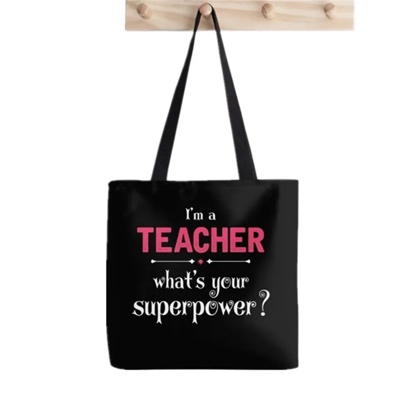 Shopper Teacher I Teach Awesome Printed Tote Bag women Harajuku shopper Funny handbag girl Shoulder shopping  Lady Canvas Bag